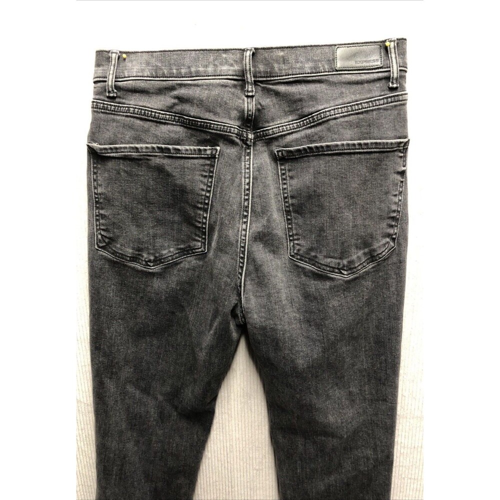 Express Women’s Jeans 10R Slim Ankle Super High Rise Black Gray Wash - Picture 13 of 14